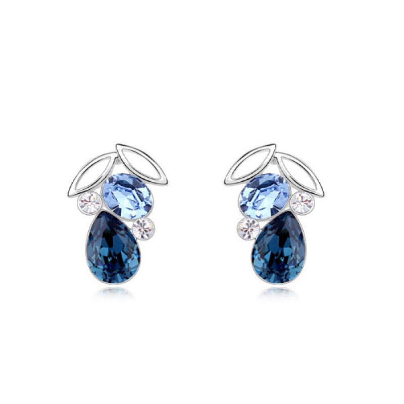 Night Elf Dark Blue, Light Blue Crystal Earrings